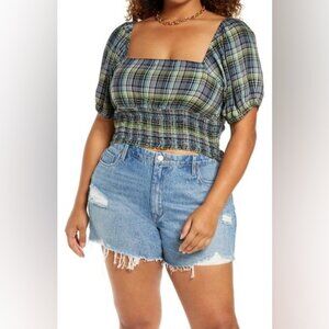 BP Veronika Plaid Crop Top Plus Size